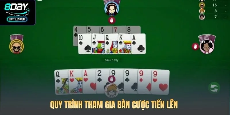 Quy trình tham gia bàn cược Tiến lên 